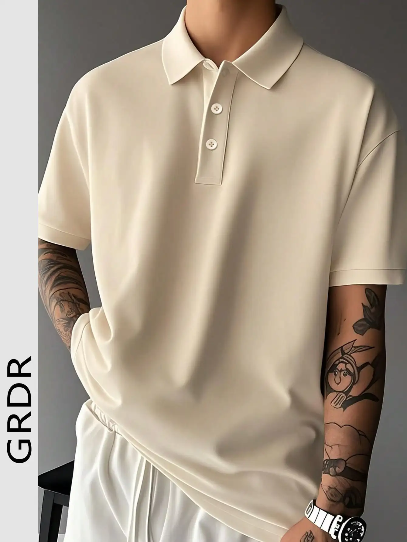 

Men's Solid Color Short Sleeve Polo Shirt, Casual Fit for Daily Wear