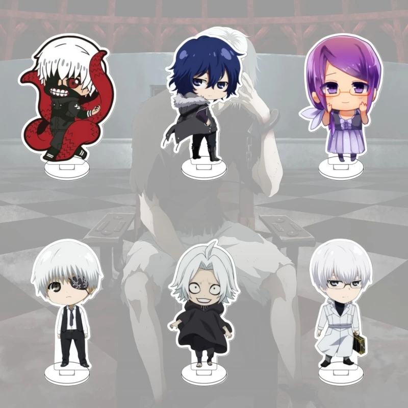 Anime Ghoul Cute Figure Stand Model Kamishiro Rize/Kaneki Ken/JUZO SUZUYA/Arima Kisho Mini Desk Decor Stand 10CM