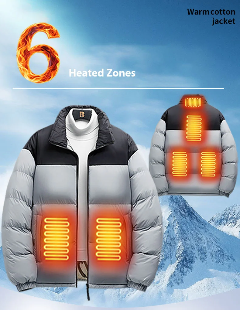 STLF حجم كبير الرجال عادية 6 منطقة التدفئة سترة الشتاء سميكة في الهواء الطلق الدافئة الدراجات والتزلج هوديي البريدي سترة ساخنة للرجال #4