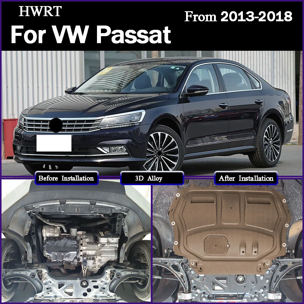 غطاء المحرك الأمامي تحت VW Passat 2013-2018 1.4T 2.0T لوحة حماية لوحة التزلج لوحة حماية محرك السيارة واقيات الطين #1