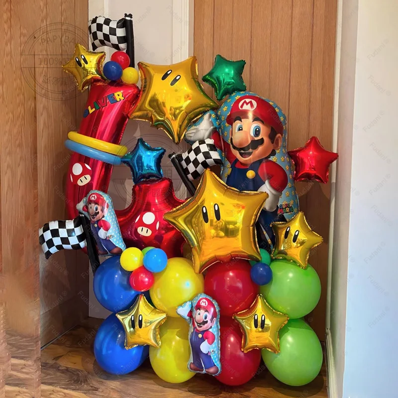 39 pezzi set di palloncini Super Marioed 32 pollici numero rosso palla foil ragazzo ragazza festa di compleanno palloncino bambini baby shower decorazioni forniture