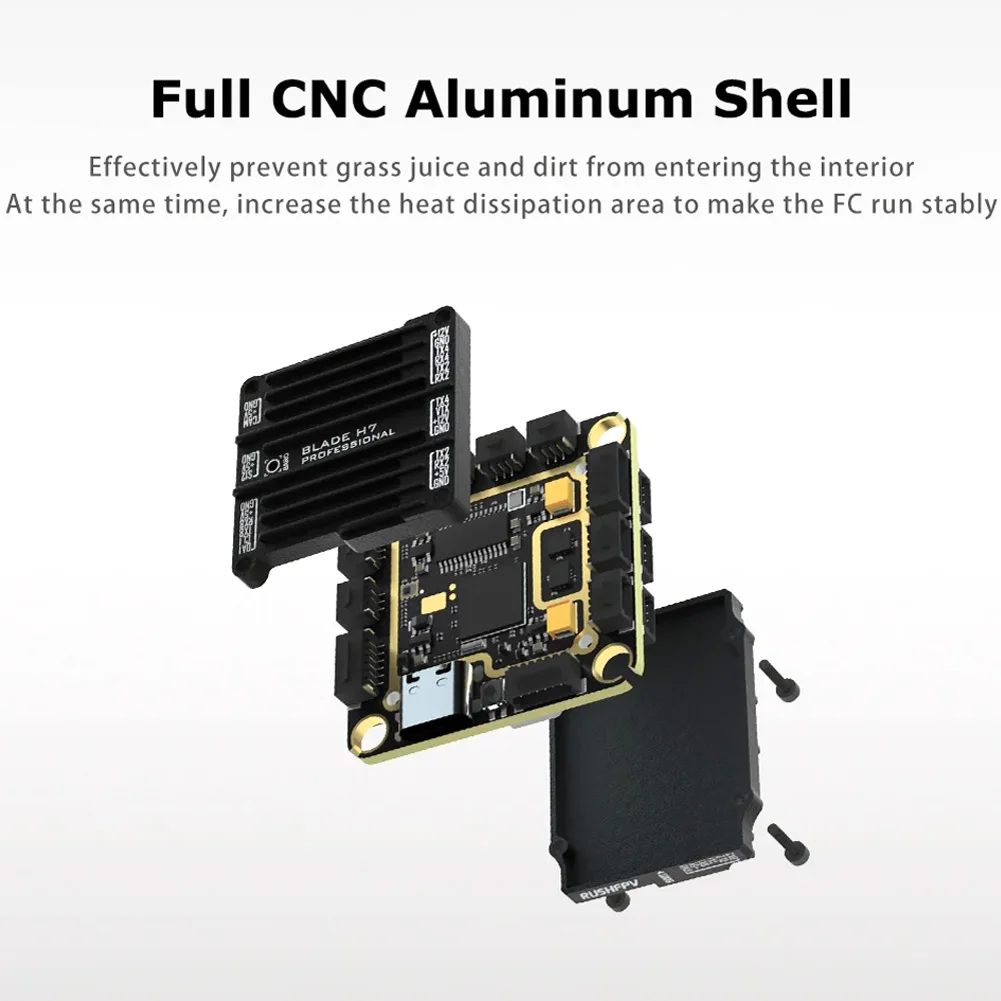 RUSH BLADE H7 PRO وحدة تحكم في الطيران غلاف ألومنيوم كامل باستخدام الحاسب الآلي 4-12S متعدد القنوات BEC لـ RC FPV