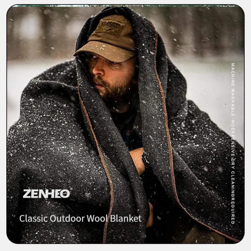 

Military Green Wool Blanket Outdoor Camping Blanket Lunch Break Blanket Picnic Blanket Thick Insulation Pad Cover Blanket Shawl