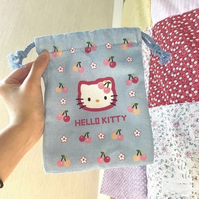 Sanurgente-Sac à main en peluche léopard Hello Kitty, rouge à lèvres portable, trousse de maquillage, portefeuille en poudre