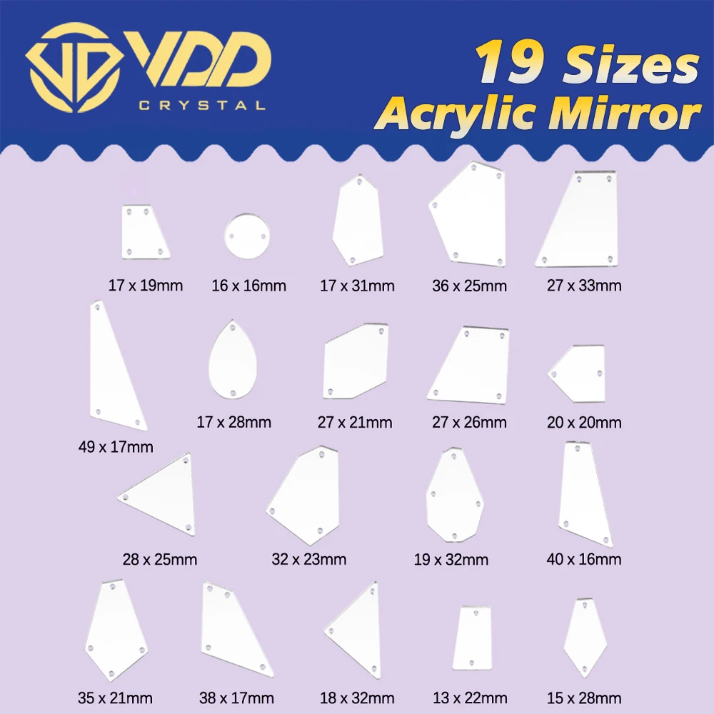 VDD 30 Stück/60 Stück/200 Stück weiße Acryl-Spiegel-Strasssteine zum Aufnähen, flache Rückseite, zum Nähen für DIY-Bastelarbeiten, Kleidung, Kleider, Bekleidungsdekorationen – Detail 1