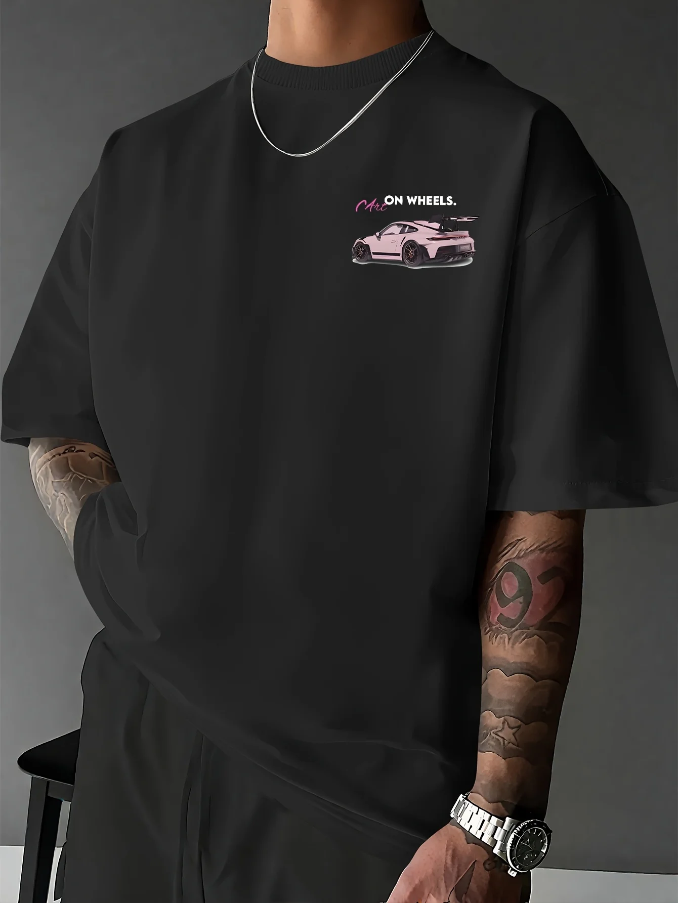 Y2K Men's Supercar Print T-Shirt Summer Men's Tracksuit Short Sleeve Pullover Breathable Sportswear Harajuku Fashion Streetwear