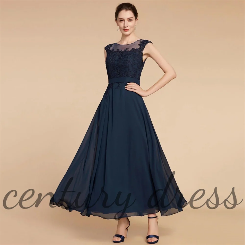 Vestidos formales de encaje de gasa personalizados para mujer, vestidos de abuela con chaqueta, línea A, madre de la novia, boda