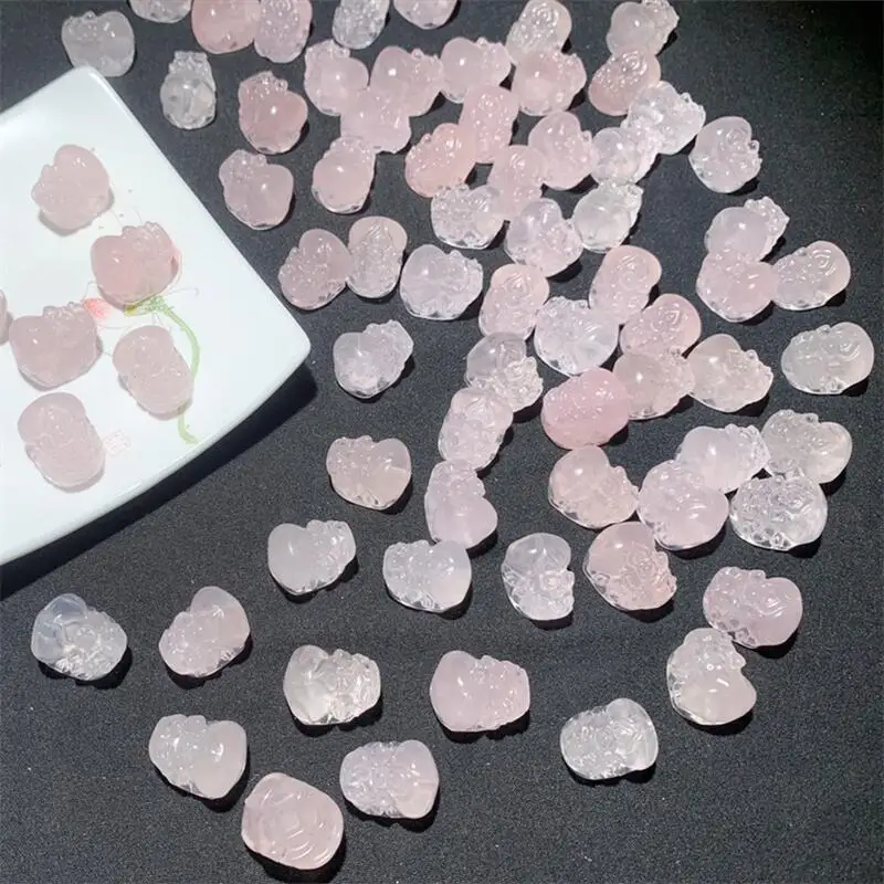 Natural Rose Quartz Pixiu Pendant Crystal Exquisite Girl Jewelry Healing Fengshui Stone Gift 1PCS 14x18x14m