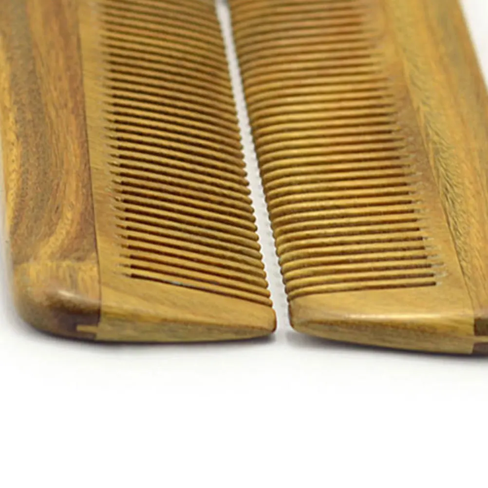 

Natural Green Sandalwood Wooden Hair Long Handle Pointed Tail Fine Tooth Smoothing Comb Durable Hair Care Gift For Family
