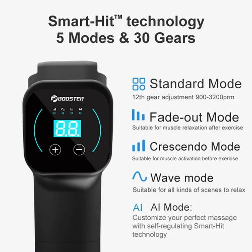 Imagen 2 del producto Pistola de masaje Booster M2-D, percusión de tejido profundo, masajeador corporal para cuello y espalda, pistola de Fascia portátil, masajeador eléctrico de relajación muscular