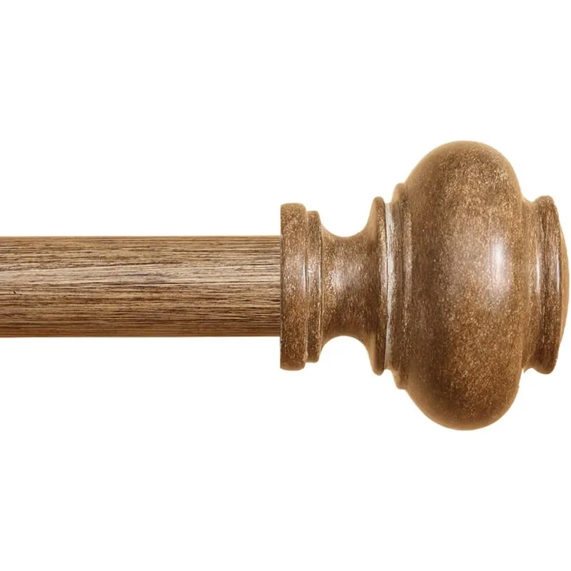 

Wood Curtain Rods for Windows 48 to 84 Inch, 1 Inch Heavy Duty Curtain Rods with Imitation Wood Grain Finials, Boho Adjustable