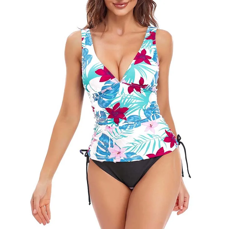 Print Flower Two Pieces Women Bikini Set Female Padded Bra Swimsuits Bathers Bathing Suit Split Swimwear For Woman Mujer Biquini