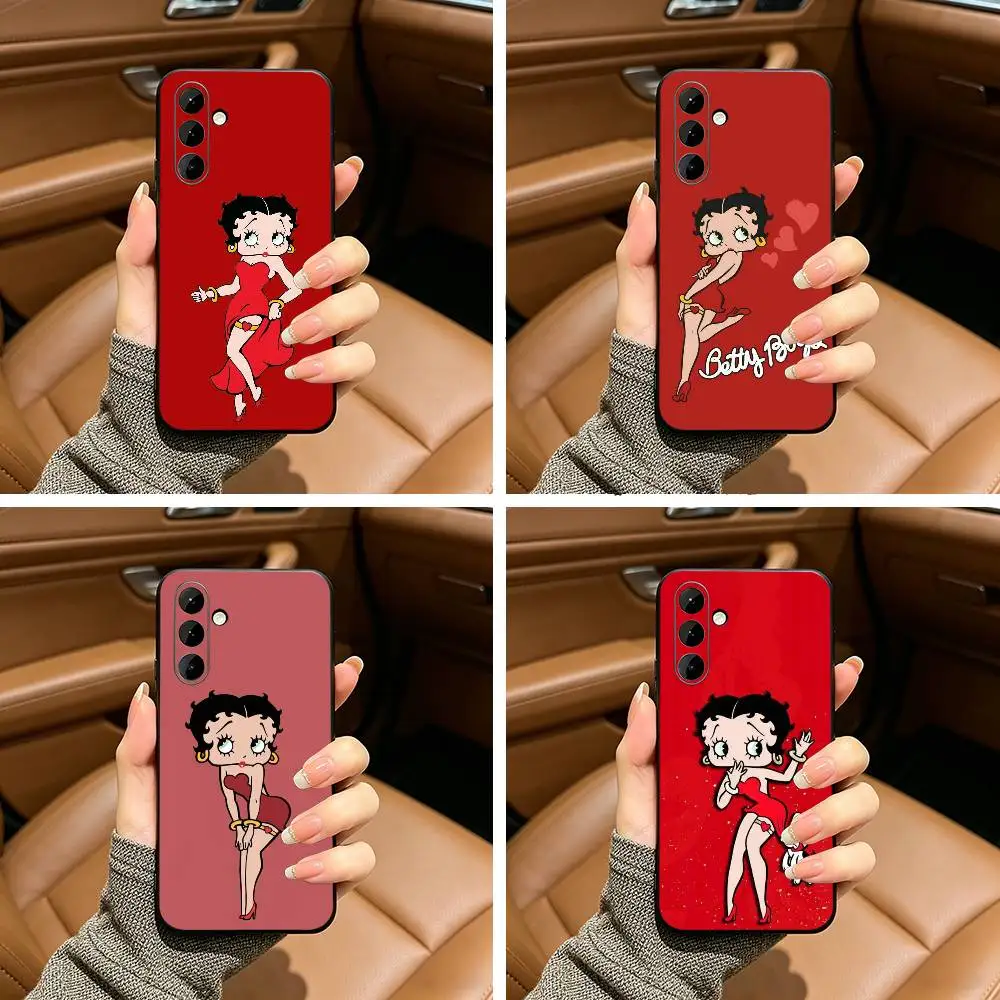B-Betty Cute B-Boop Phone Case For Samsung Galaxy A73,A71 A72,A70,A53,A52,A51,Soft Silicone Black Cover