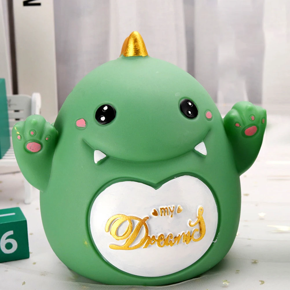 

Cute Dinosaur Piggy Medium Coin Bank For Desktop Saving Jar Vinyl Coin Holder Dinosaur-Shaped Money Box Decorative