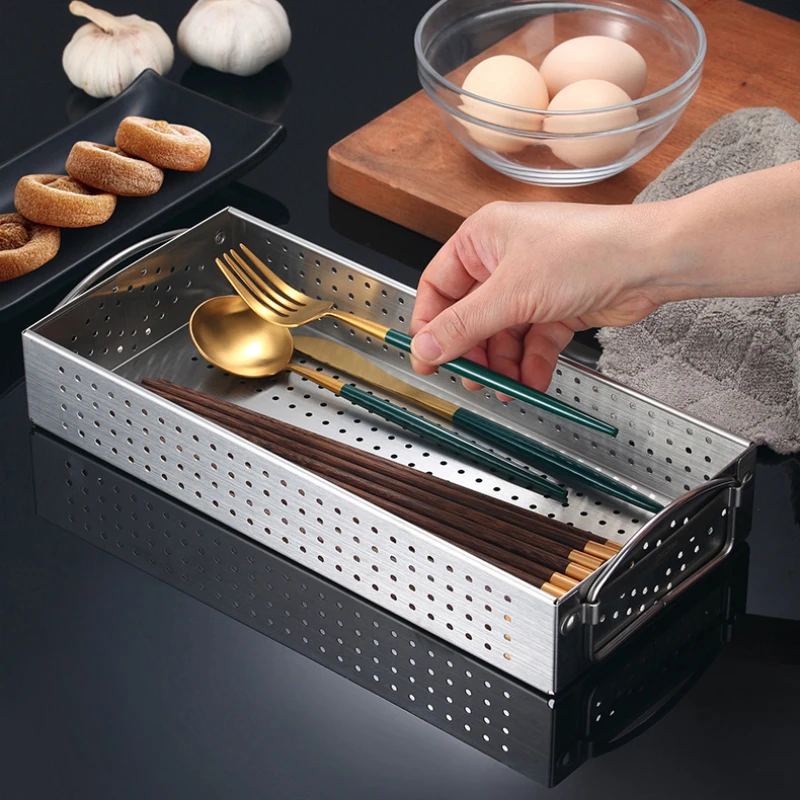 Chopsticks storage box 304 stainless steel tableware sorting box disinfection cabinet chopsticks storage drawer