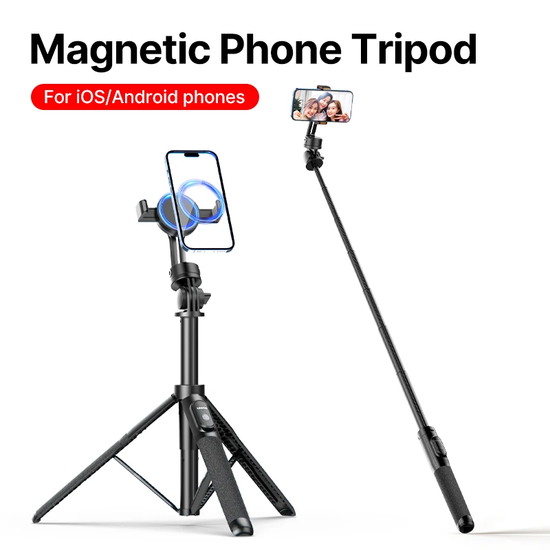 Ulanzi SK-05 Magnetic Phone Tripod 1.6m Selfie Stick with Wireless Bluetooth Remote 360° Rotation Phone Holder For Phone Camera