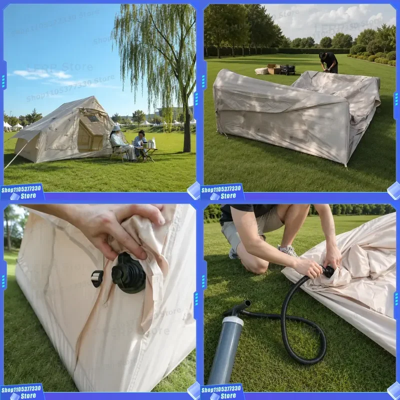 Outdoor Inflatable Air Tent 210D Oxford Fabric 6.3m2 Waterproof 13KG Lightweight Portable Shelter Single Door Easy Pitch