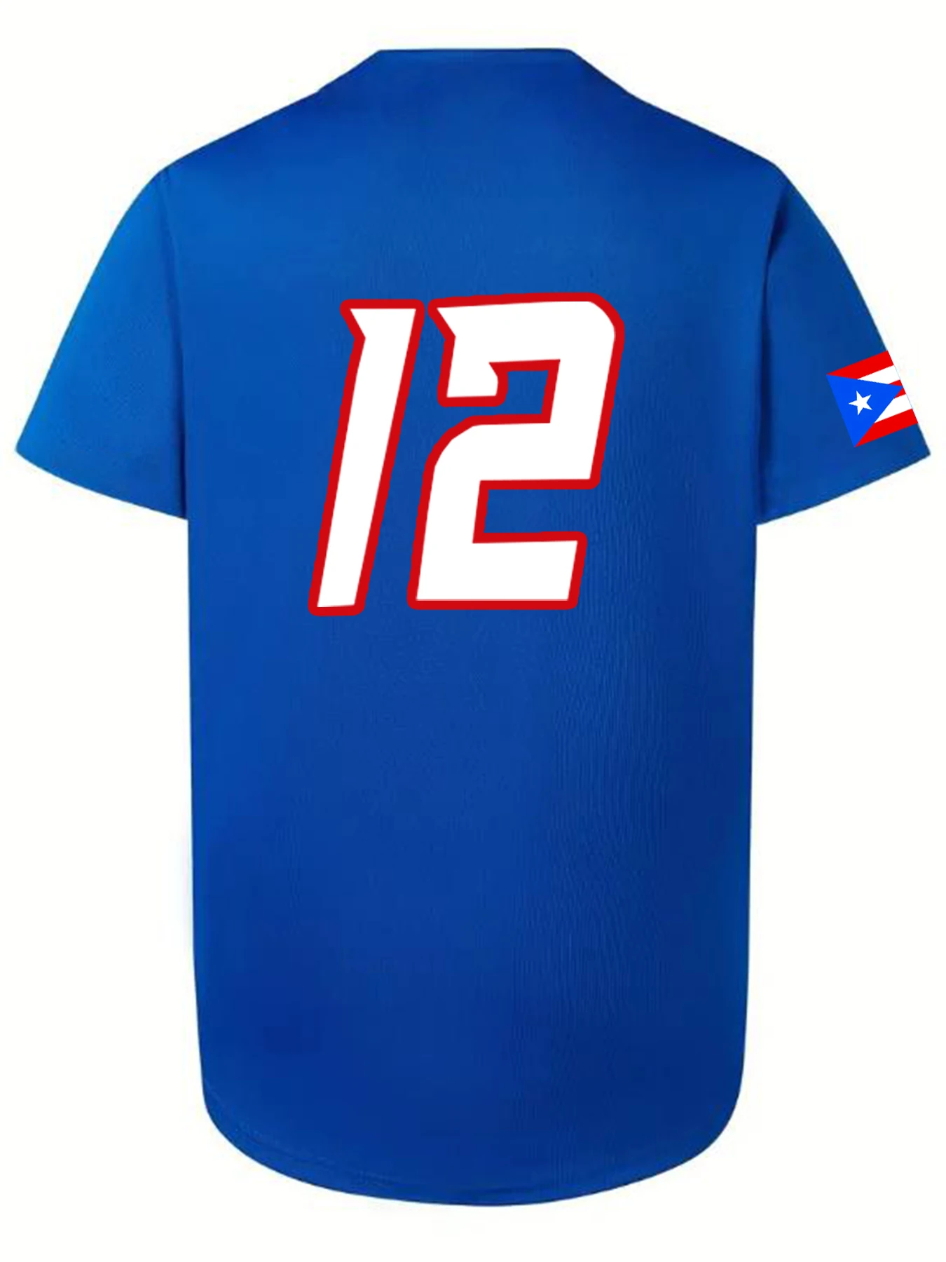 Maglia da baseball da uomo di Porto Rico # 12 uniformi sportive ricamate da cucito, abiti sportivi casual, camicie a maniche corte con bottoni