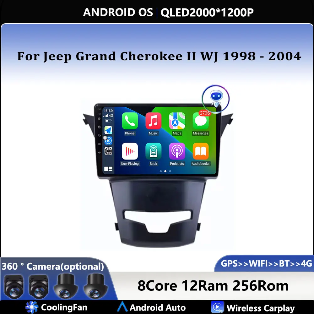 Android Carplay Auto For Jeep Grand Cherokee II WJ 1998 - 2004 Car Radio Navigation GPS Multimedia Video Player DSP 4G AMI