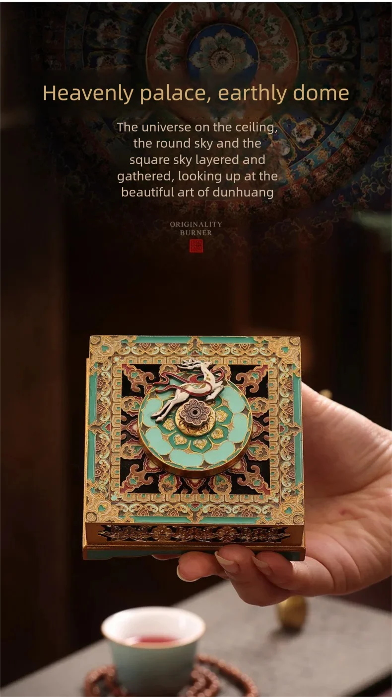 Tibetan-style mandala non-heritage enamel color nine-color deer incense burner household indoor Tibetan incense incense insert c