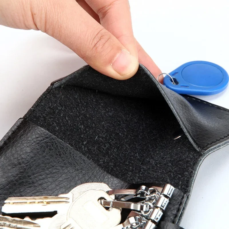 أزياء بسيطة مفتاح حامل محفظة جلدية حقيقية للجنسين الصلبة مفتاح المحفظة المنظم حقيبة سيارة مدبرة المنزل المحفظة حامل البطاقة