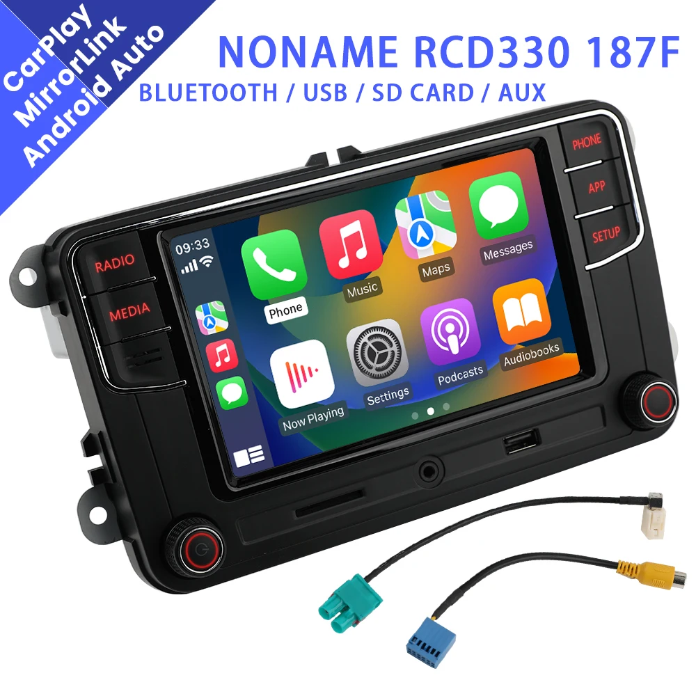 Noname RCD330 Plus MIB Carplay راديو السيارة 6RF035187F Android auto Bluetooth AUX الملاحة لشركة فولكس فاجن جولف 5 6 باسات B5 B6 CC جيتا