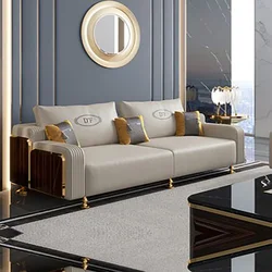 Postmodern light luxury full leather sofa top layer cowhide combination designer original high-end luxury living room furniture