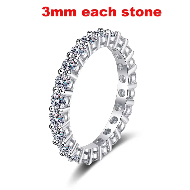 Smyoue 2-5mm Volledige Moissanite Ring voor Vrouwen Fonkelende Bruiloft Eternity Bands 100% S925 Sterling Zilveren Sieraden Klassieke ring