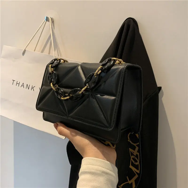 2024 New Women Advanced Diamond Bag Trend All-match Shoulder Bag Niche Chain Handbag Female Fashion Texture Shopping Bag