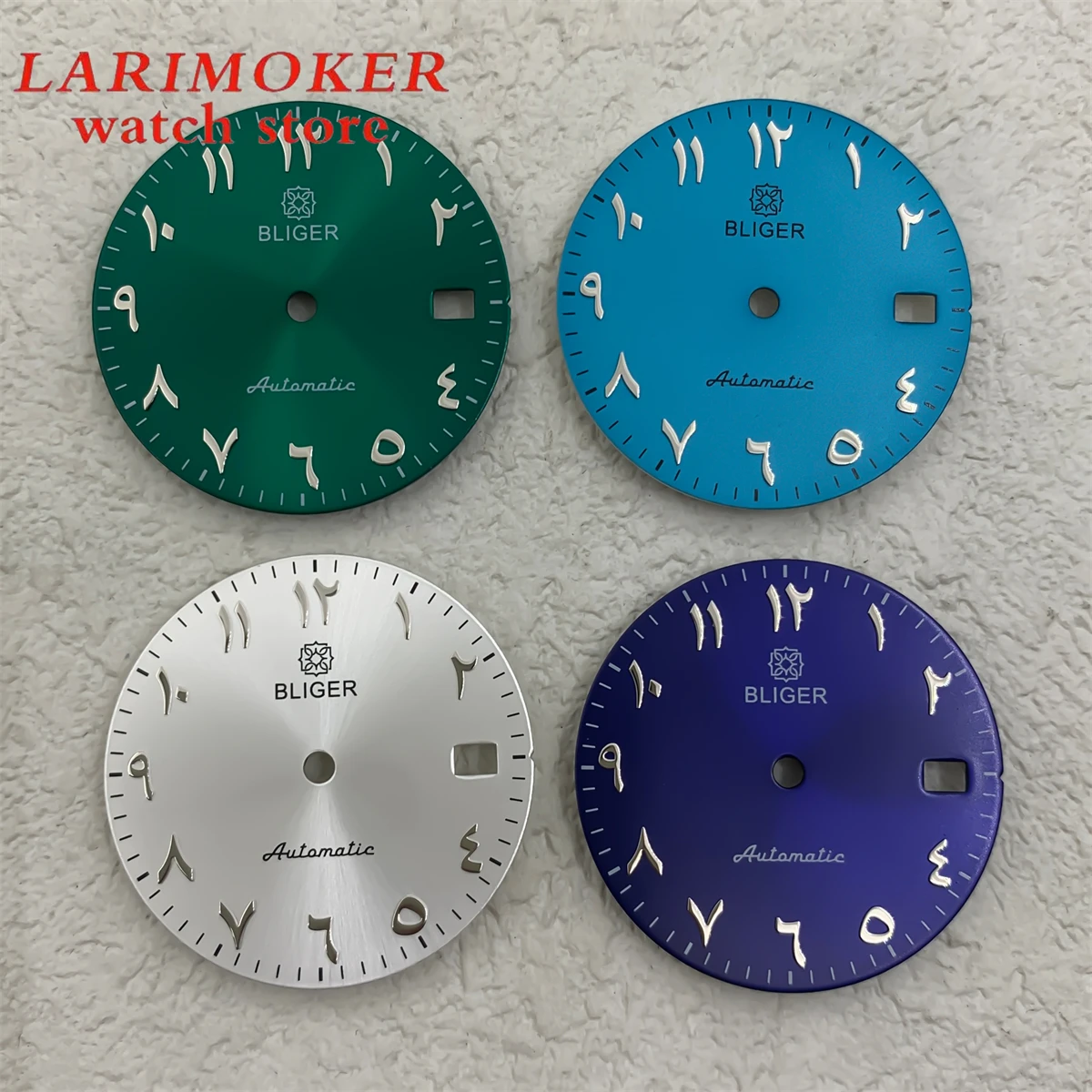 BLIGER 29mm 아랍어 영숫자 3포인트 캘린더 창 NH35 NH36 무브먼트용 무균 다이얼