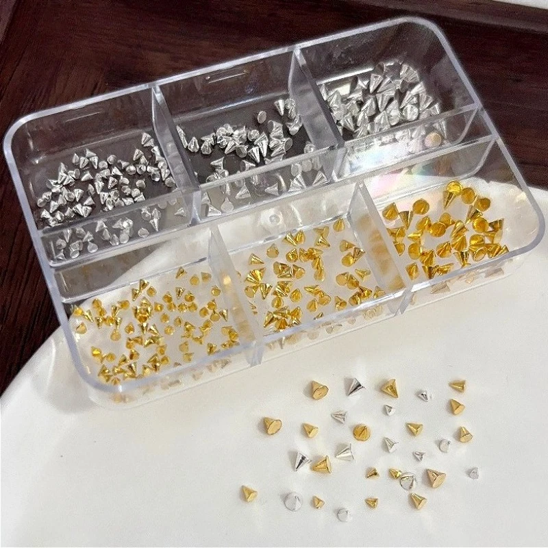 

Metal Conical Rivet Punk Square Cone Ball Alloy Fork Spoon Punk Star Bowknot Bead Pearl Nail Art Accessories Decoration Manicure