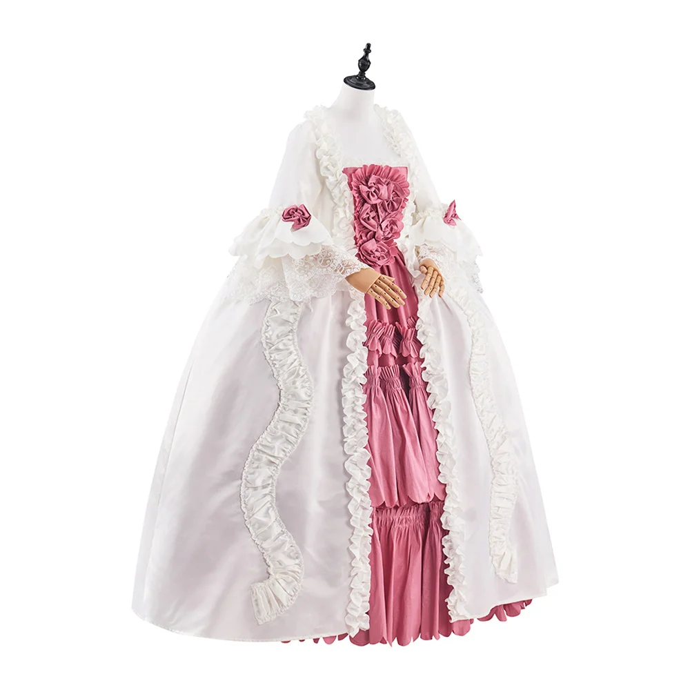 Vestido rococó de María Antonieta de la década de 1880, bata a La Francaise Noble, vestido de baile de recreación de corte francesa