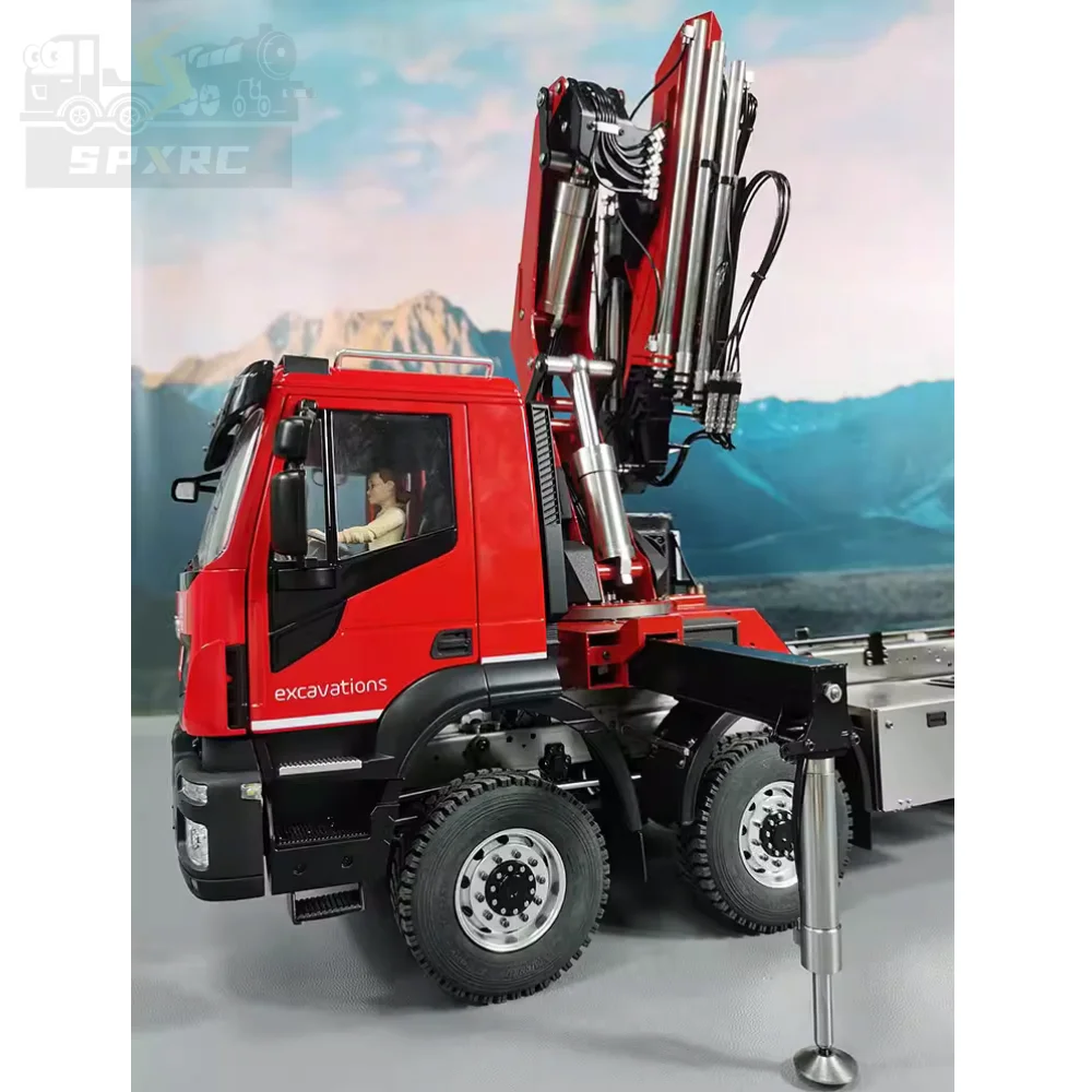 RC Crane 1/14 8x8 6x4 Hydraulic RC Crane Remote Control Dump Truck Metal Model RTR Crane Remote Control Car Boy Toys