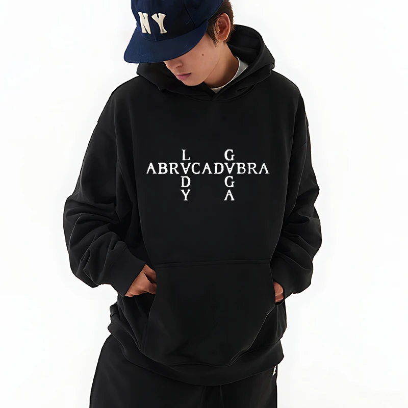 

2025 Lady Gaga Abracadabra letter printed Hoodie Men women Fashion Vintage Fleece pullover Unisex Casual streetwear Sweatshirt