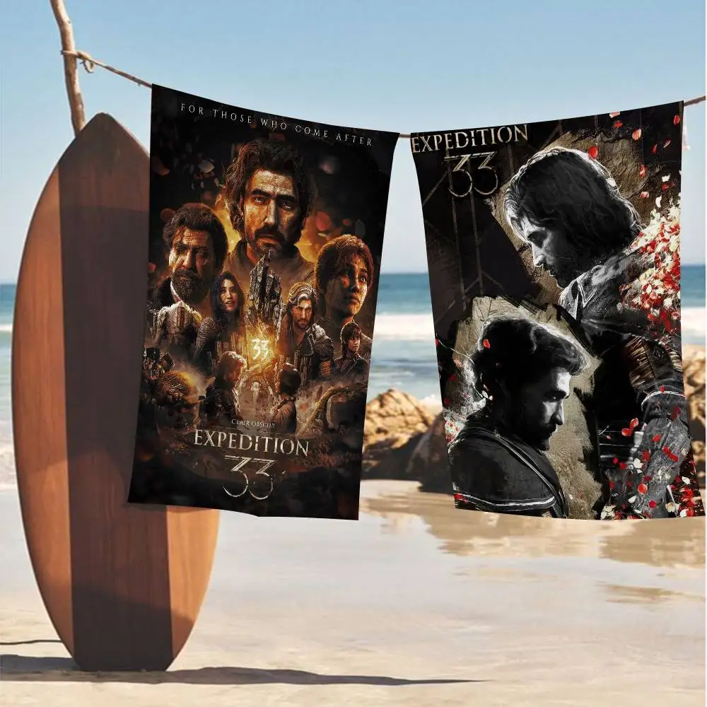 Clair Obscur Expedition 33 Anime Beach Swimming Towel Soft Absorbent Washcloth Children's Gifts for Kids Travel Camping Gym