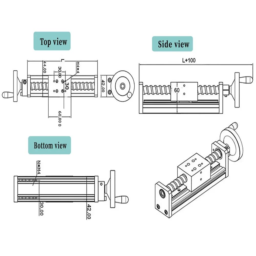 Imagem -05 - Deslizante Manual Tabela Slider Eficaz Curso Ballsscrew Sfu1204 1605 1610 Xyz Axis Cnc Single Line Rail Guide Mgw12c 501200 mm