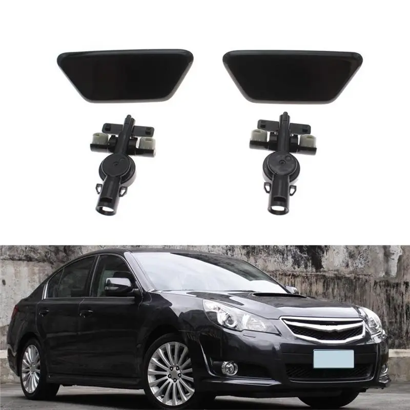 For Subaru Legacy GT 2010-2014 Outback 2013-2014 Compatible Headlight Washer Spray Nozzle Cover Cap With Connector Holder Set