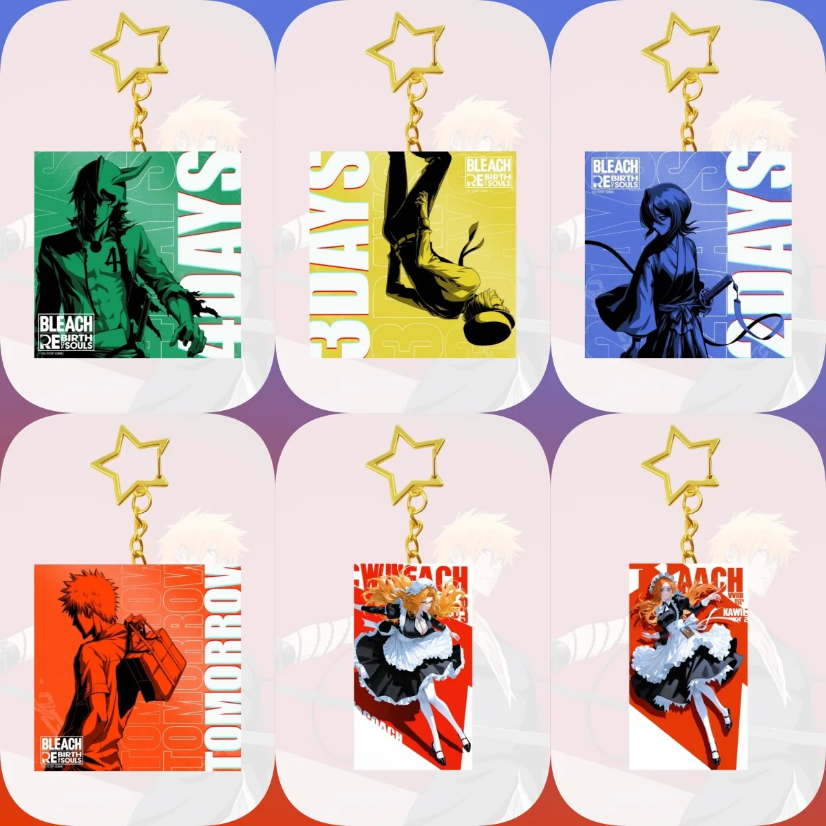 6CM Anime BLEACH Acrylic Keychain Model Cosplay Charm Characters Ornament Accessories Goods Birthday Fans Collection Gifts