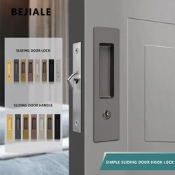 BEJIALE Sliding Door Lock Sliding Door Lock Black Indoor Balcony Kitchen Handle Bathroom With Key Mobile Sliding Door Hook Lock