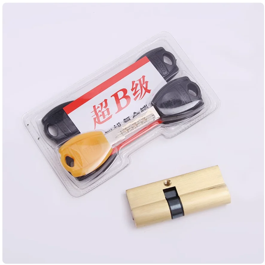 Double Pin  Secure Door Cylinder Serpentine Groove Biased Lock 65 75 85 95 110mm Cylinder AB Key Entrance Brass Door Lock