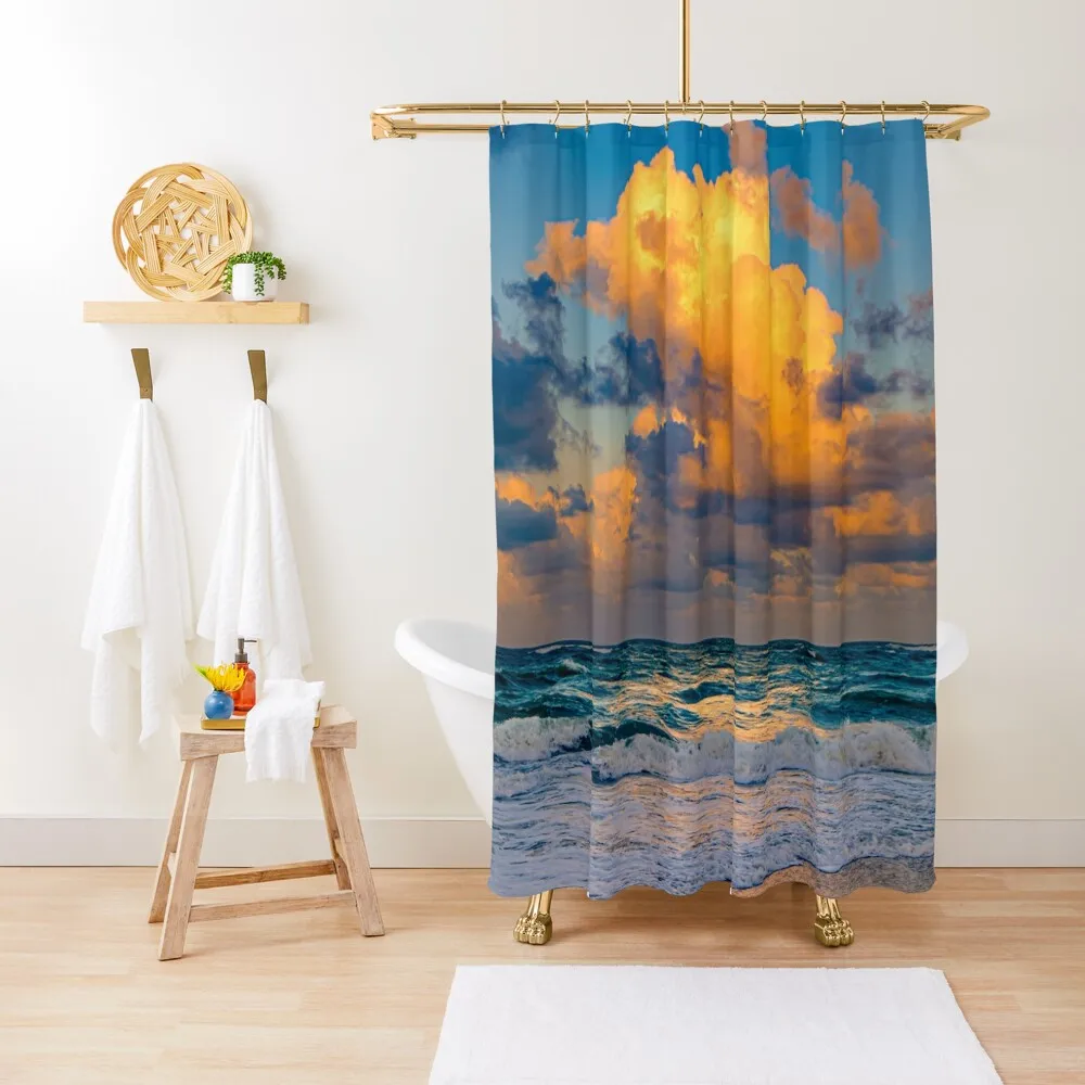 

Sunset Cloud Reflections Shower Curtain Elegant Bathroom For Shower Washable Waterproof Fabric Shower Curtain