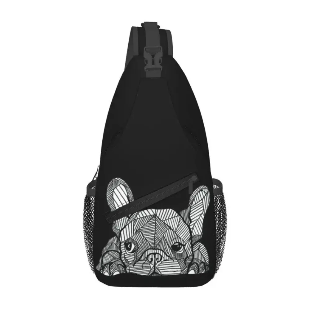 French Bulldog Sling Chest Bag Custom Frenchie Dog Shoulder Backpack for Men Cycling Camping Daypack