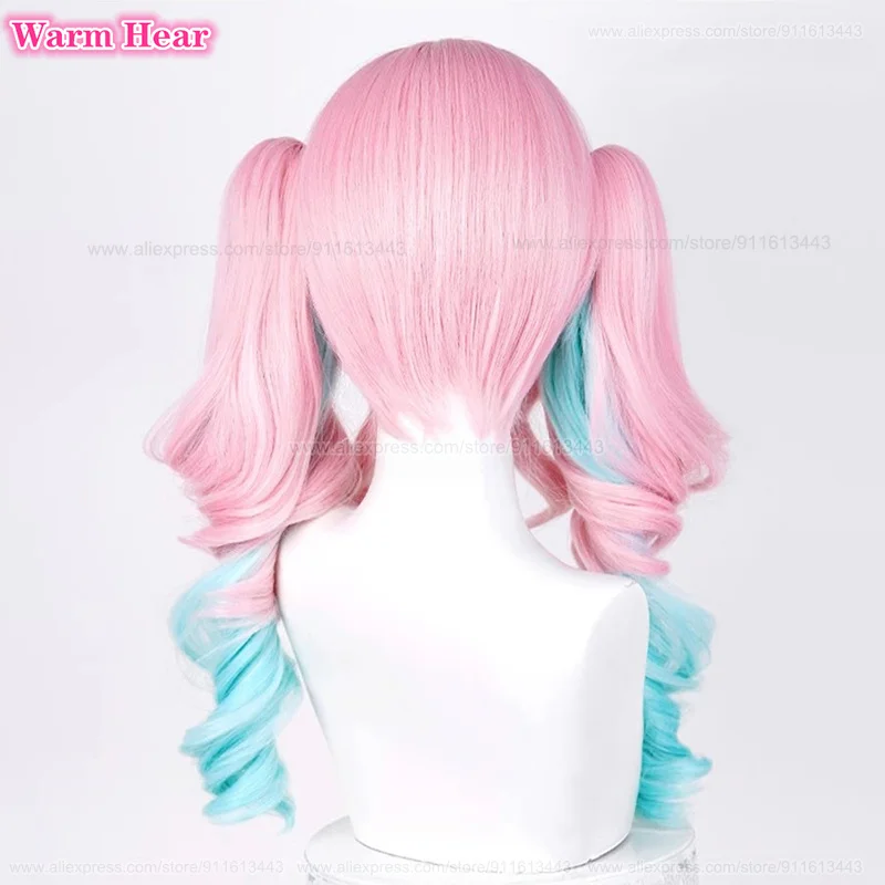 Game HSR Hyacine Synthetic Hair Long 48cm Mixed Color Double Ponytail Cosplay Anime Wig Heat Resistant Hair Halloween Woman Wigs