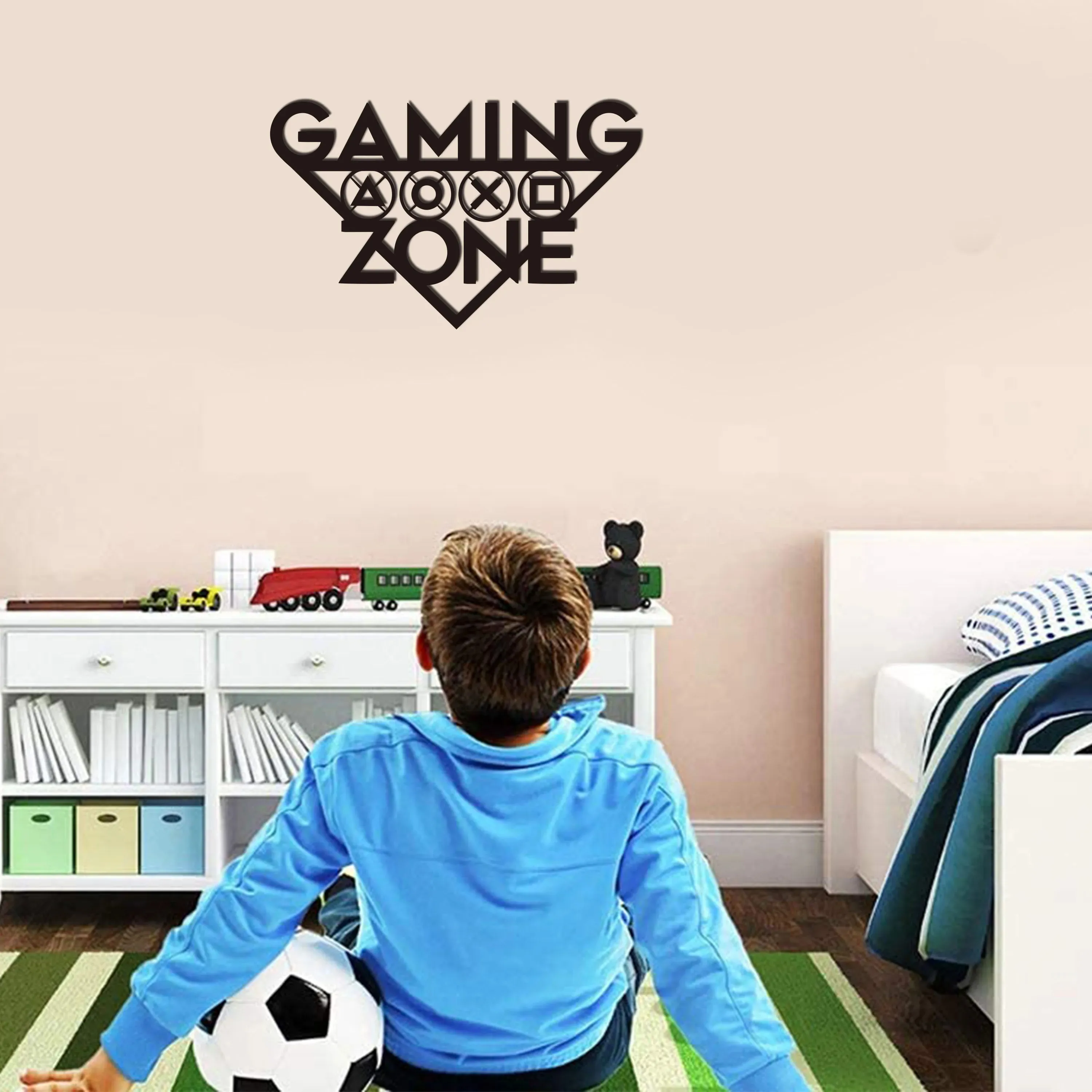 1pc Gaming Zone Wall Hanging Art Gamer Metal Wall Mounted Decor Gamer Room Sign Gaming Room Metal Wall Decor Playroom Decor Home