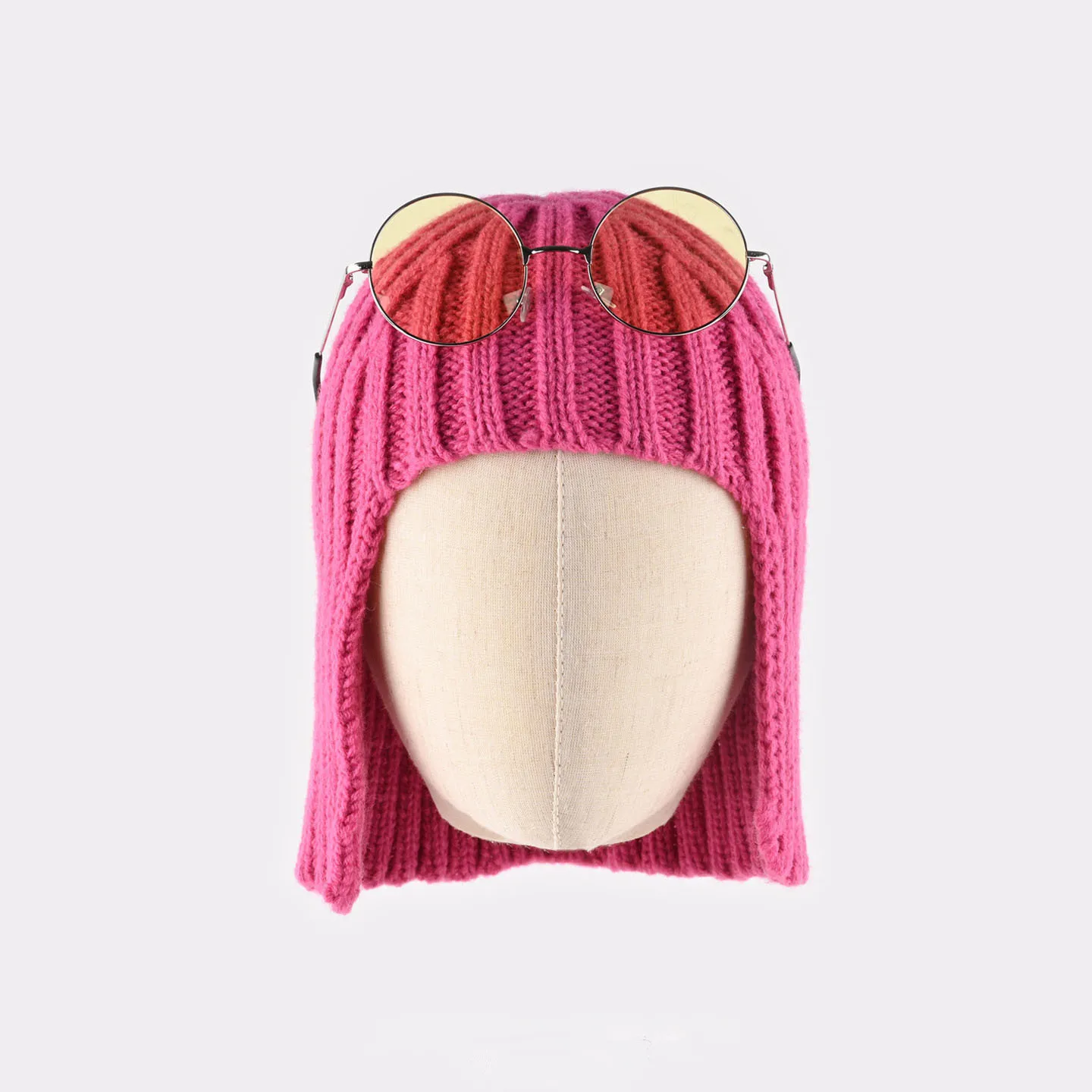 Hot Girl Wig Knitted Hat for Women, Autumn and Winter Warm Ear Protection Headwrap Hat, Fashionable Shopping Style Woolen Hat 4