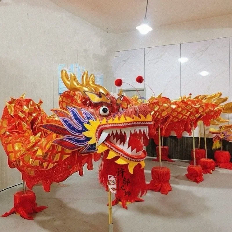 Golden Dragon Dance Props Traditional Chinese Lion Performance Costume Handmade National Style Competition Standard No 3