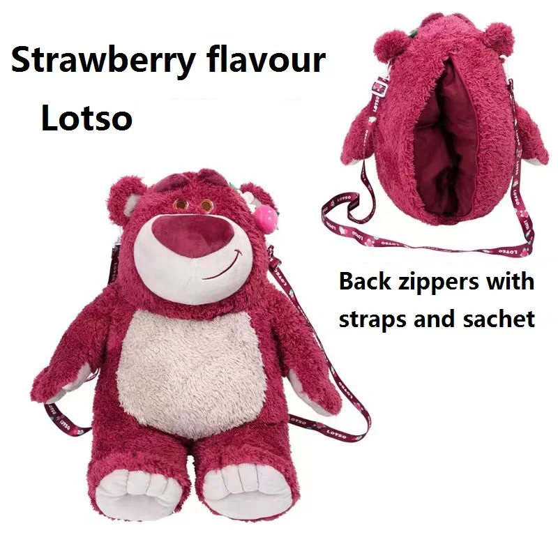 Disney Toy Story 4 Lotso Kawaii Strawberry Fragrant Bear Stuffed Toys Cartoon Plush Dolls Crossbody Bag Birthday Gift For Girl