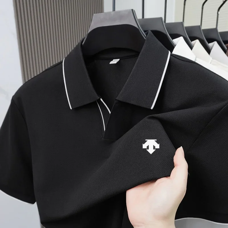 2026 Summer Men's High End Luxury Printed Polo Shirt Comfort Breathable Short Sleeve Business Casual Lapel Tops