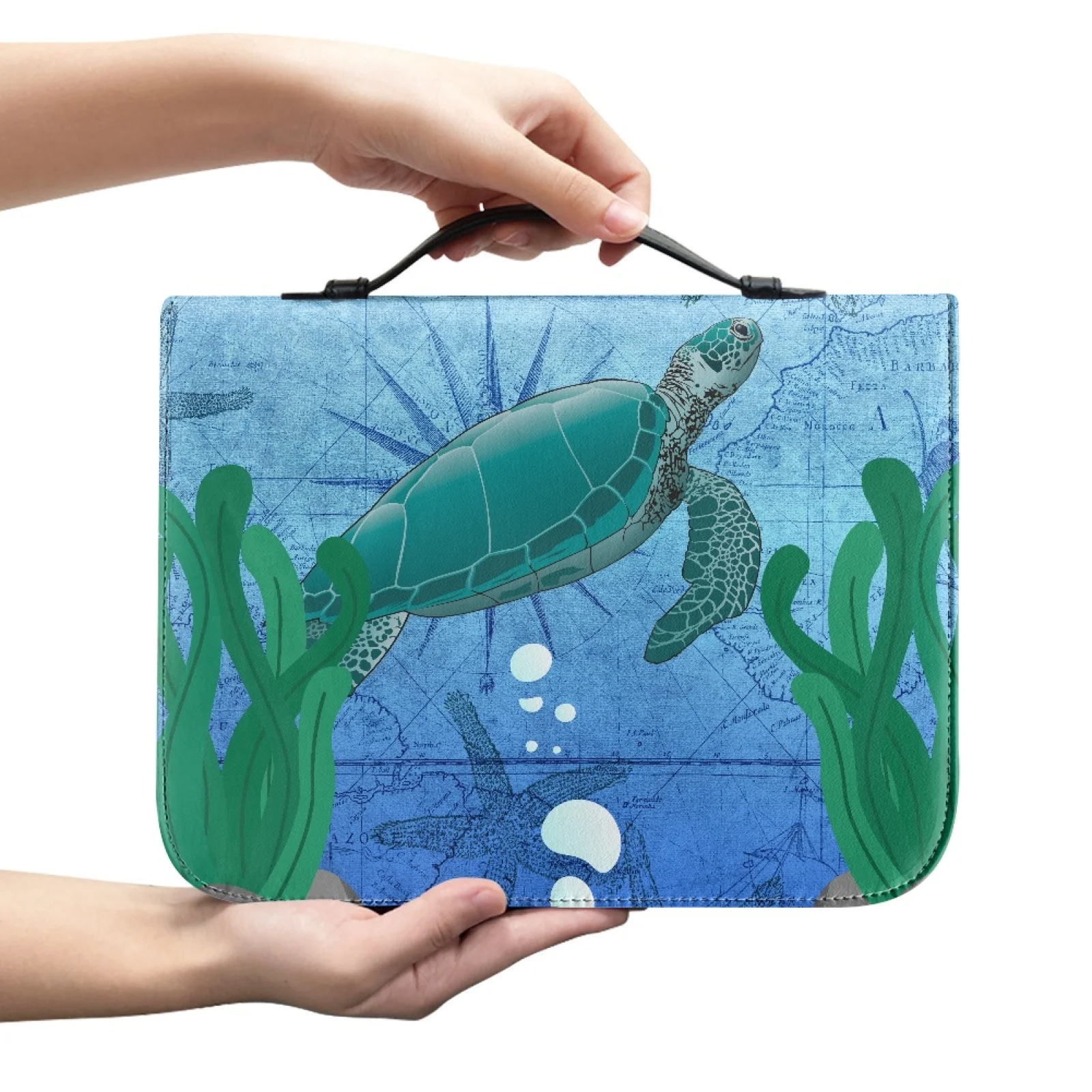 PENSTROLL Sea Turtle Print Portable Bible Holder Pack for Church PU Leather Church Bible Bag 2026 Collection