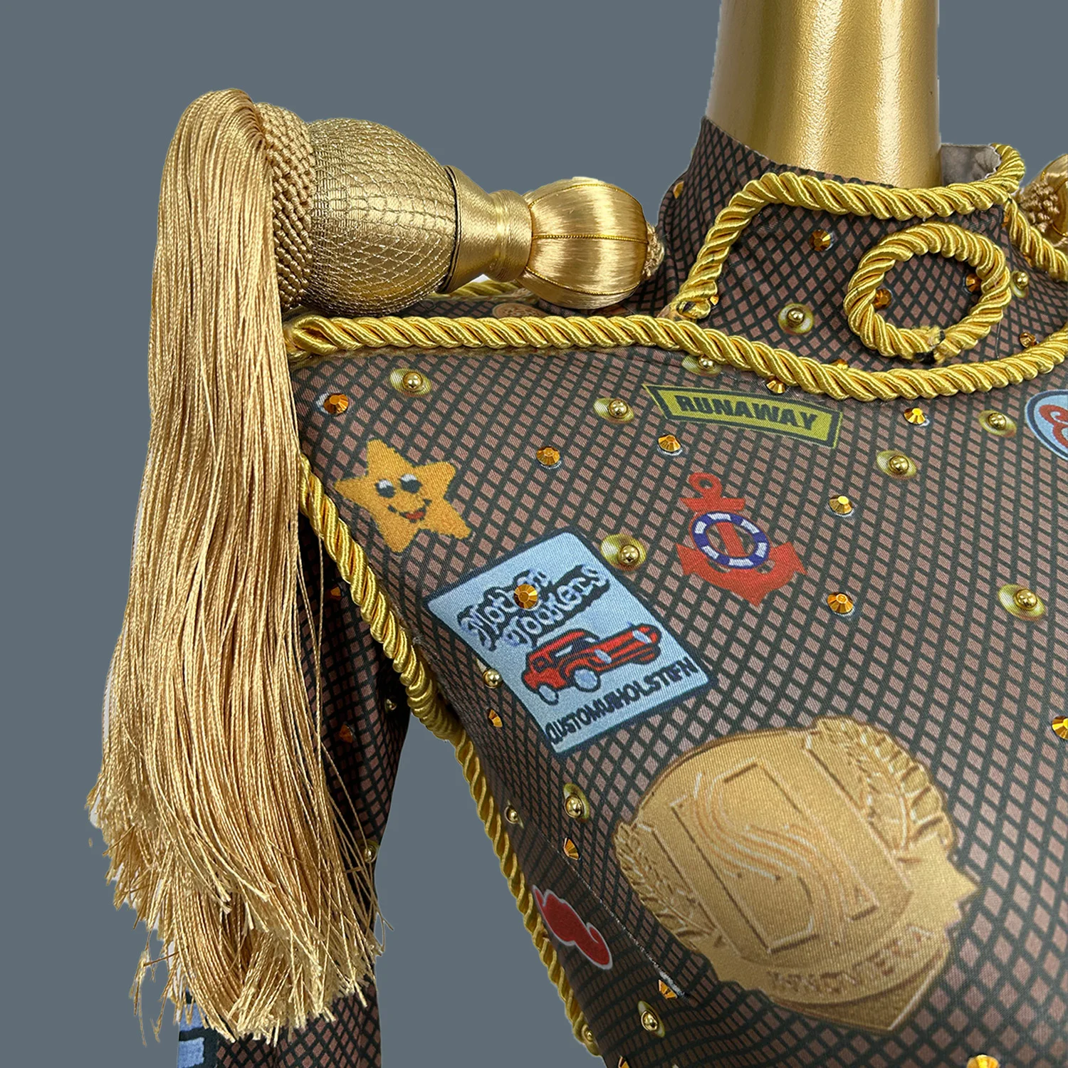 Women Nightclub Stage Performance Sexy Tassel Bodysuit Party Dance Wear Pattern Printing Spandex Elastic Bodycon Leotard Tuzhang